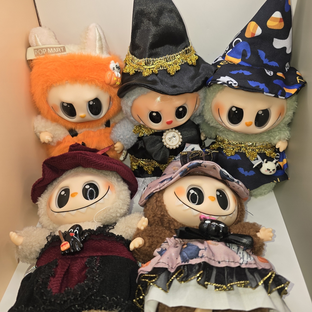 (No Dolls)5pcs set Clothes Fits 17cm labubu dolls monster outfits